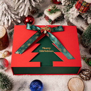 Caixa de Presente de Natal Luxuosa em Estoque, Caixa Rígida com Abertura Magnética, Embalagens de Papel por Atacado para Joias e Cosméticos - Product Image 1