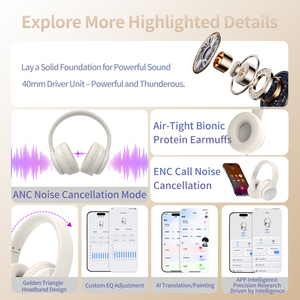 Custom ANC Noise Cancelling Wireless Headphones Portable Folding <strong>Headset</strong> MP3 Player With Microphone BT 5.4 <strong>Headset</strong> - Product Image 6