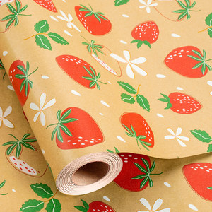 Daily cute strawberry kraft <b>paper</b> gift <b>wrapping</b> <b>paper</b> - Product Image 1