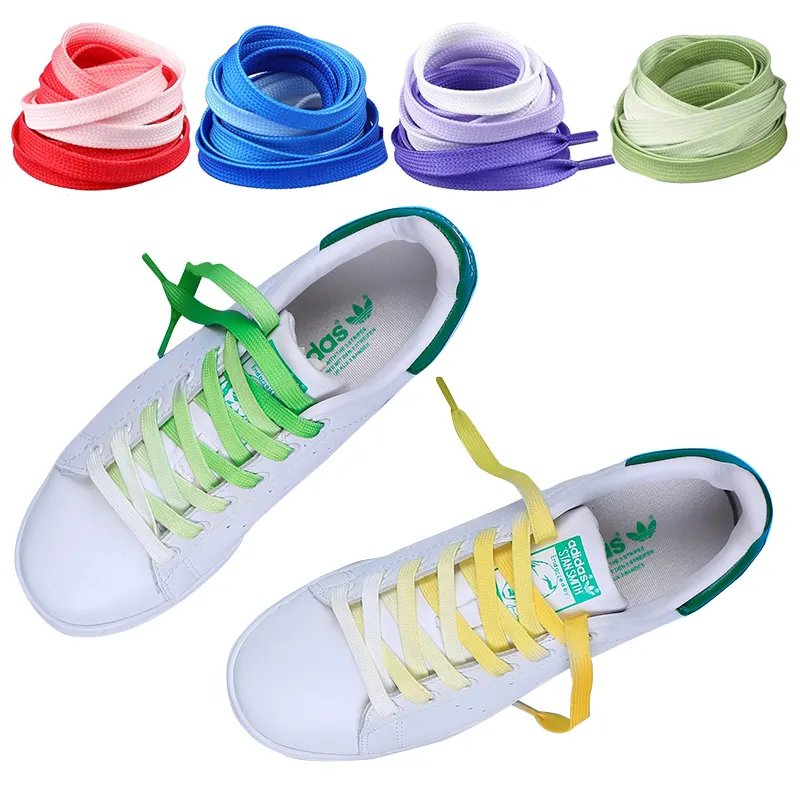 Amazon Hot Selling Gradient Laces Sneakers Casual Shoes Flat Color Polyester Hat String shoe string