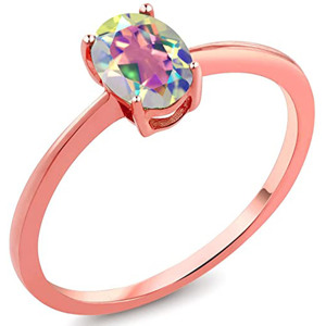 Кольцо мистического топаза овальной формы розовое кольцо мистического топаза анатометальное мистическое топаз - Product Image 1