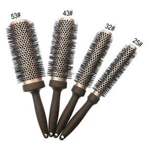 Customized Color Extra Long Round Ceramic Anti Static Heat Resistant Bristle Hair Salon Thermal Hair Brush