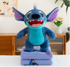 Megan grosir selimut AC gambar kartun imut Stitch mainan mewah Pink biru Lilo Stitch bantal sofa - Product Image 3