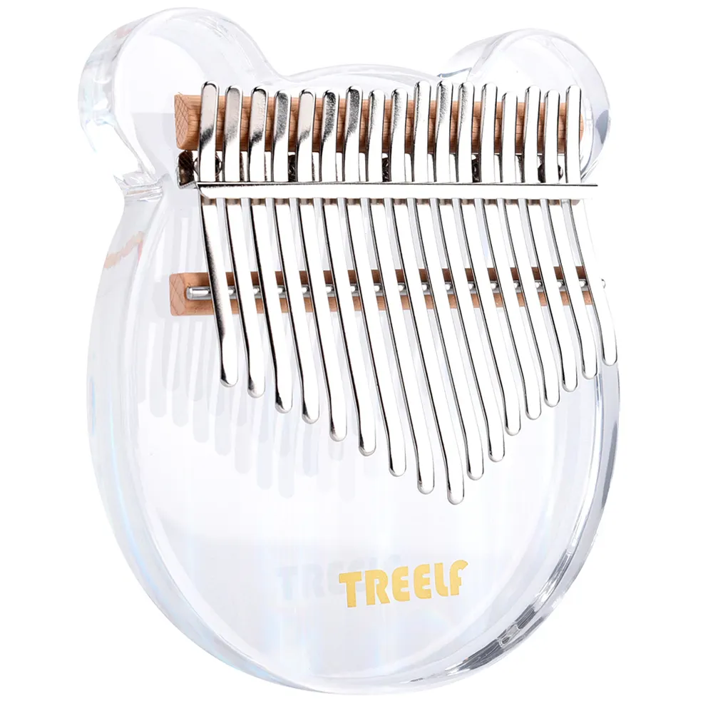 17 Key Transparent Kalimba Cute Bear Shape Transparent Acrylic Kalimba Thumb Piano With Carry Bag Musical Note Stickers