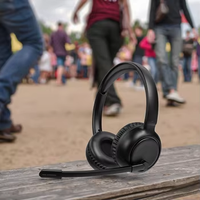Headset Nirkabel OMFox Harga Pabrik untuk PC TV, Qualcomm ENC BT 5.5 Tipe-C IPX-3 Tahan Air, Mikrofon Eksternal, Bersertifikasi CE/FCC