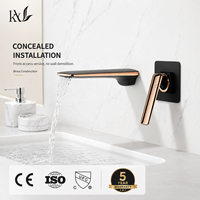 Robinetterie de lavabo murale en laiton massif sur mesure pour salle de bain, mitigeur encastré pour projet hôtelier OEM ODM
