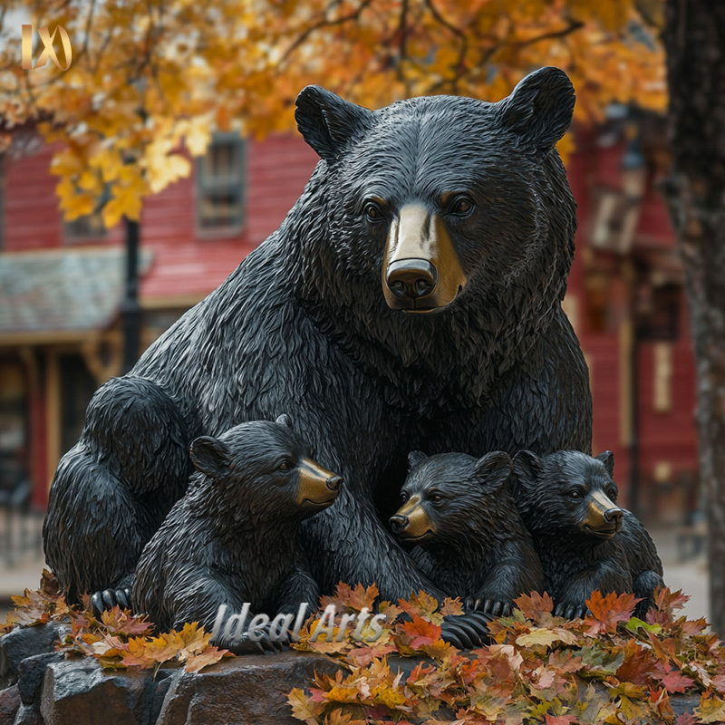 Figura De Oso En Miniatura, Escultura De Oso, Estatua De Oso Para Mesa Escritorio De Oficina Negro