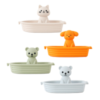 PAISEN Ensemble de jouets de bain en bateau quatre pièces écologiques Jouets éducatifs en silicone pour enfants Jouets de bain pour bébé