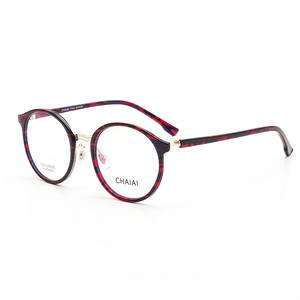 Monturas de Gafas Redondas para Mujer ChaiAi, Montura Completa de Acetato, Lentes Planas Anti-UV, Color Carey Clásico - Product Image 5