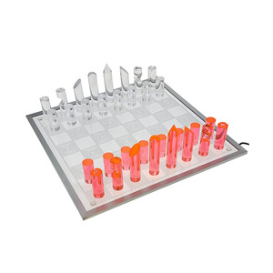 Juego de Ajedrez de Acrílico de Lujo <span class=keywords><strong>JSM</strong></span> de Alta Gama, Duradero, con Luz LED de Neón, Diseño Transparente, Decoración de Escritorio de Oficina, Logotipo Personalizado, Color Personalizado, Regalo - Product Image 4