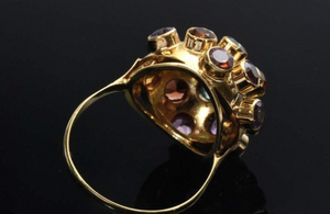 Anillo Tradicional Ajustable de Lujo con Cristales Multicolores, Bañado en Oro, con Piedras Preciosas Naturales Arcoíris para Mujer, Hecho en China - Product Image 2