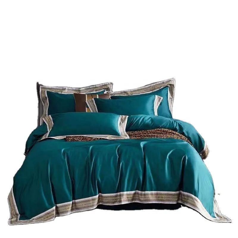 Hotsale Fabriek Lage Moq Groothandel Luxe Koninklijke Zijde Beddengoed Vier Stuk Bed Set