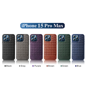 Gran oferta, funda de teléfono para <span class=keywords><strong>iPhone</strong></span> 15 14 13, patrón de tejido antiarañazos, Funda personalizada para teléfono, servicio OEM de cuero - Product Image 4