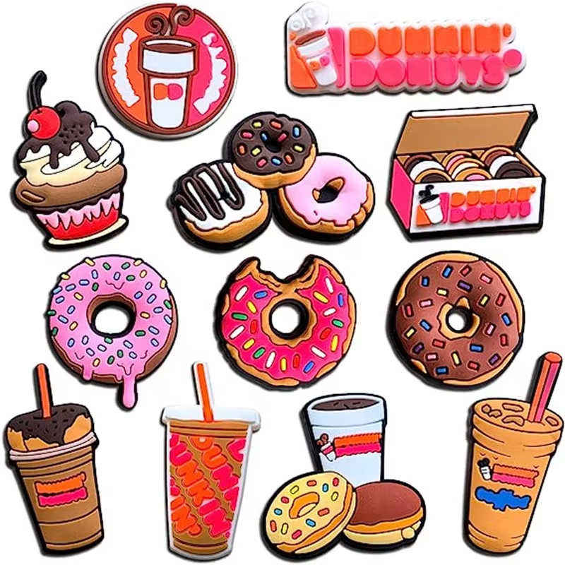 Dunkin пончики ПВХ шармы для обуви милые бусины для украшения обуви и садовых аксессуаров из мягкой резины