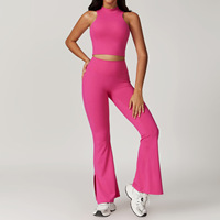 Drop Ship Yoga Wear Ensemble de leggings évasés pour femmes Vêtements de sport deux pièces Tenues de gym Ensembles de fitness pour femmes