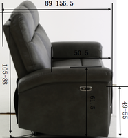 Canapé fonctionnel moderne en similicuir gris foncé, fauteuil inclinable de détente