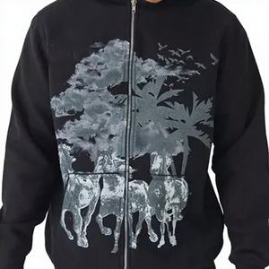 Sweat à capuche zippé surdimensionné pour homme |   Broderie/Impression personnalisées |   100% coton, polaire épaisse pour l'hiver |   Respirant |   Couleurs personnalisées |   2 pièces - Product Image 1