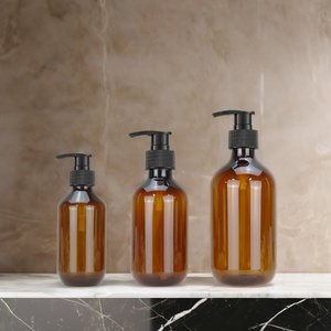 Bouteilles distributrices de cosmétiques en plastique PET 200ml 300ml 500ml, bouteilles de shampoing couleur thé, bouteilles de gel douche ambré, bouteilles de désinfectant pour les mains - Product Image 5