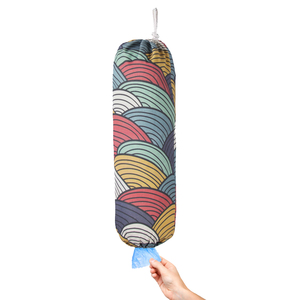 Rainbow Canvas Plastic Bag Holder Wall Mount Hanging Garbage Grocery Bag Storage Holder Plastic Bags Dispenser Organizer