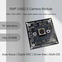 5MP OV5695 2K çözünürlüklü döner deklanşörlü USB2.0 Kamera Modülü 3.2mm F2.2 Lens DMIC 0.1Lux Düşük Işık UVC Sürücüsüz