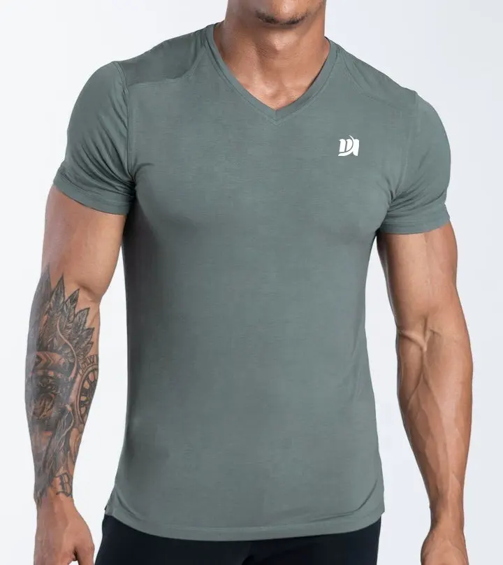 Unequaled fit style performance comfort t shirt Bamboo V Neck men's t-shirts gym muscle t shirt