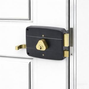 Serrures de porte murales noires économiques de 120 mm avec cylindre <span class=keywords><strong>en</strong></span> laiton 540, loquet extérieur <span class=keywords><strong>pour</strong></span> portes <span class=keywords><strong>en</strong></span> bois - Product Image 1