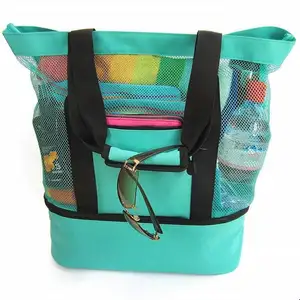 Tas Traveling Hobo dan Tote untuk wanita, tas jinjing pantai jaring besar pendingin untuk piknik dan berkemah 40*5*8 cm