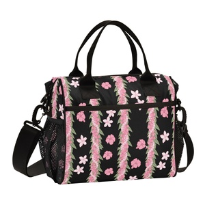Wholesale Puakenikeni <b>Lei</b> Flower Design Custom Reusable Insulated Cooler Bag Thermal Zipper Cool Lunch Bag for Picnic - Product Image 1