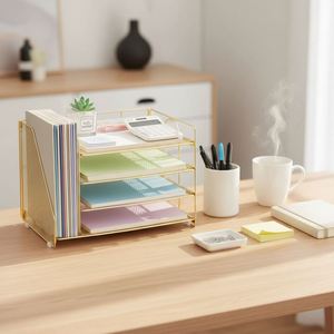 Metal Mesh Office <b>File</b> Organizer with Magazine Holder Desk Organizer - Product Image 4