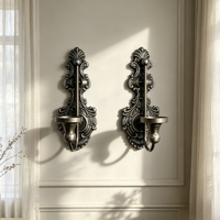 Chandelier mural en fer forgé fait main, résistant à la chaleur, durable, style rétro romantique, finition antique noir/bronze/argent pour