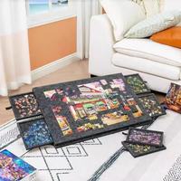 Table de rangement moderne pour puzzles avec support à 6 tiroirs et couvercle, plateau de tri de puzzles multifonction portable