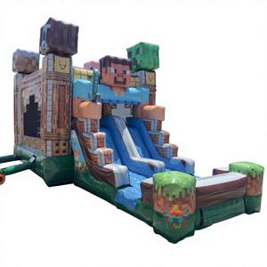 Location de château gonflable commercial WINWAYTOYS Minecraft à double piste, style pixel, en PVC, taille personnalisée, pour le plaisir - Product Image 1