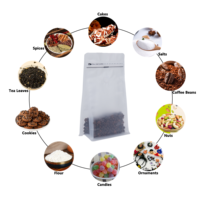 Sachet d'emballage de café givré premium refermable avec valve, imprimé sur mesure, transparent, pour grains de café