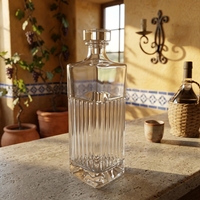 Bouteille de vin en verre carrée à rayures verticales bicolores de 500 ml, adaptée au gin, à la vodka, au whisky, logo personnalisable disponible