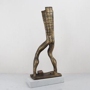 Scultura Astratta in Metallo Intagliato a Mano con Texture, Gambe in Marmo, Bronzo Dorato e Argento, Arte Moderna di Lusso per <span class=keywords><strong>Scrivania</strong></span>, Bancone o Showroom - Product Image 3