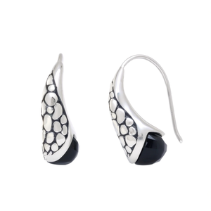 Orecchini Pendenti in Argento Sterling a Goccia con Onice Incastonato, Classici Orecchini da Donna per Uso Quotidiano - Product Image 1