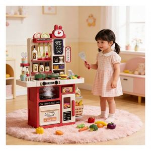 Children Cooking <b>Kitchen</b> Toy Station Plastic Pretend Oven Faucet <b>Shelf</b> Drawer Discovery Growth Parent Child Companionship - Product Image 3