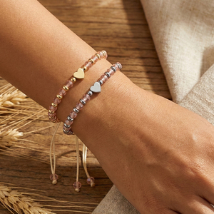 Ensemble de bracelets d'amitié en perles de cœur Go2boho, bracelet en cordon de perles de verre réglable pour femmes et filles - Product Image 4