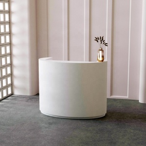 Custom White Curved <b>Small</b> Clinic Reception <b>Desk</b> High Quality Wood <b>Small</b> Front <b>Desk</b> for Retail - Product Image 6