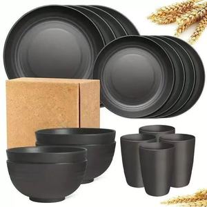 Ensemble de vaisselle TEMU Explosions en plastique PP, compatible micro-ondes, bol <span class=keywords><strong>noir</strong></span>, <span class=keywords><strong>assiette</strong></span>, ensemble de 16 pièces pour la maison - Product Image 6