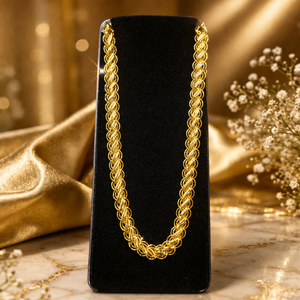 Buy 24CT Gold Plated <b>Braided</b> Fashion <b>Accessories</b> for Chain Women Premium Copper Link Chain Elegant Party Daily and Festive Wear - Product Image 1