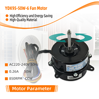 Motor de Ventilador Metálico YDK95-50W-6, AC220-240V, 50HZ, 0.26A, 50W, 850 RPM, CCW, Motor de Aire Acondicionado Interior para Uso Doméstico