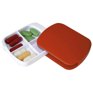 Promotional Red 4-Compartments PP Plastic Tablet Pill Box Holder Mini Pocket Size Organizer With Cutter