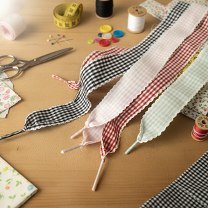 <span class=keywords><strong>Chaussures</strong></span> de sport de style ballet avec lacets à carreaux larges de 2,5 cm, lacets plats en polyester décoratifs, lacets de mode, paire - Product Image 2