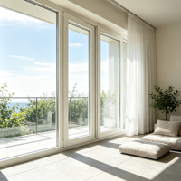 Fenêtre fixe moderne en PVC, double vitrage, verre trempé, insonorisée, isolation thermique, cadre en plastique, taille personnalisée, fabricant