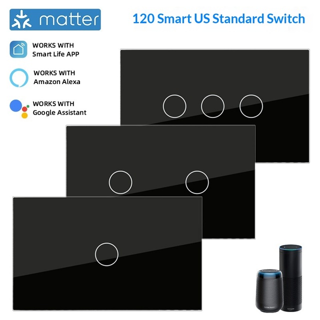 Matter WiFi 2.4GHz 10A 240V IP20 Rated HomeKit Smart Switch with Alexa Voice Control SAA Certified
