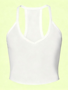 Lot de 4 débardeurs racerback pour femmes, couleur unie, respirants, sportifs, sans manches, coupe courte avec bordure blanche - Product Image 4
