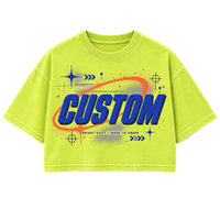 T-shirt court pour femme en coton 100% 260G, coupe ample et carrée, effet délavé vintage, style streetwear, direct usine, meilleur prix