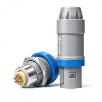 Conector Circular Push-Pull Serie P de BEXKOM, 4 Pines, Receptáculo Fijo Azul, Latón Chapado en Oro, Grado Médico, Bajo Costo