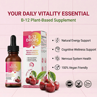 Complément alimentaire liquide en gouttes de vitamine B12 naturelle OEM pour le soutien métabolique, l'immunité et la force corporelle